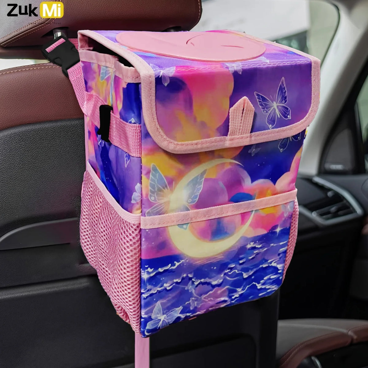 Car Trash Can with Lid, Leakproof Collapsible Car Garbage Bin, Portable Automotive Truck Storage Organizer Bag, Multifunctional
