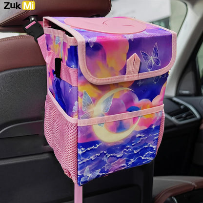 Car Trash Can with Lid, Leakproof Collapsible Car Garbage Bin, Portable Automotive Truck Storage Organizer Bag, Multifunctional