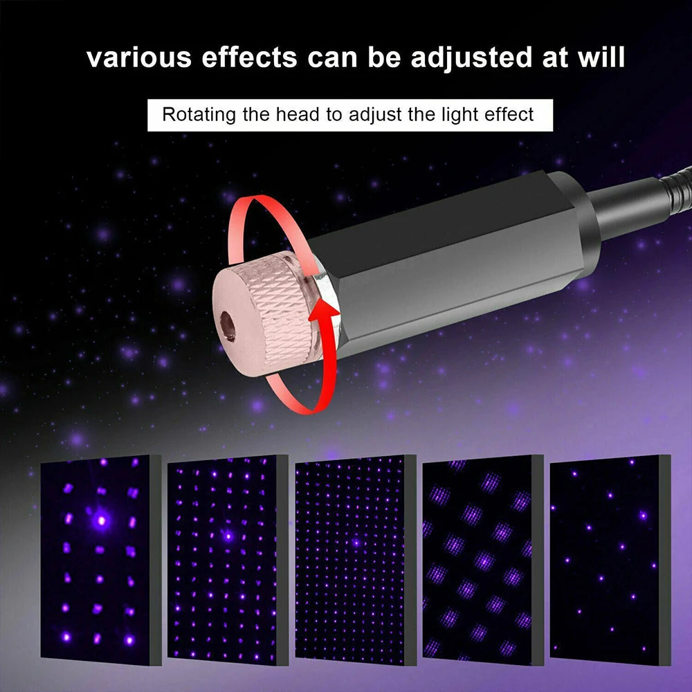 1PC Mini LED Car Roof Star Night Lights Projector Light Interior Ambient Night Starry Sky USB LED Decorative Lights