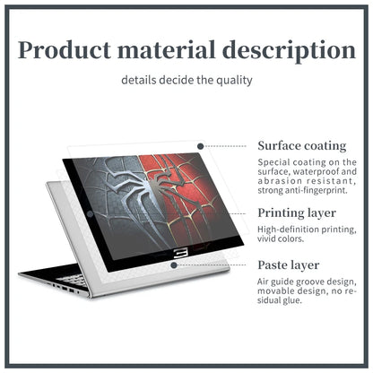 DIY Cover Laptop Skins Stickers Notebook PVC Skin13.3"14"15.6"17.3"Vinyl Cool Stickers Decorate Decal for Macbook/Lenovo/Asus/HP