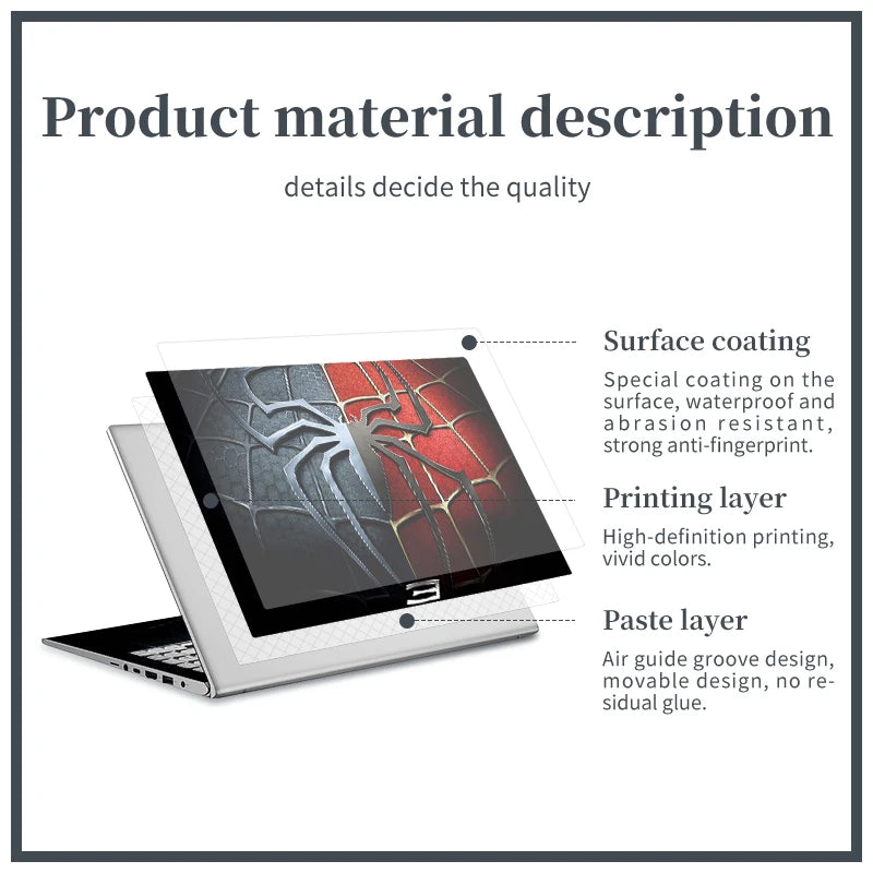 DIY Cover Laptop Skins Stickers Notebook PVC Skin13.3"14"15.6"17.3"Vinyl Cool Stickers Decorate Decal for Macbook/Lenovo/Asus/HP