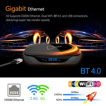 VONTAR X3 4GB 32GB 8K TV BOX Android 9 Smart Android TVBOX 9.0 Amlogic S905X3 Wifi 1080P BT 4K Set Top Box Media Player