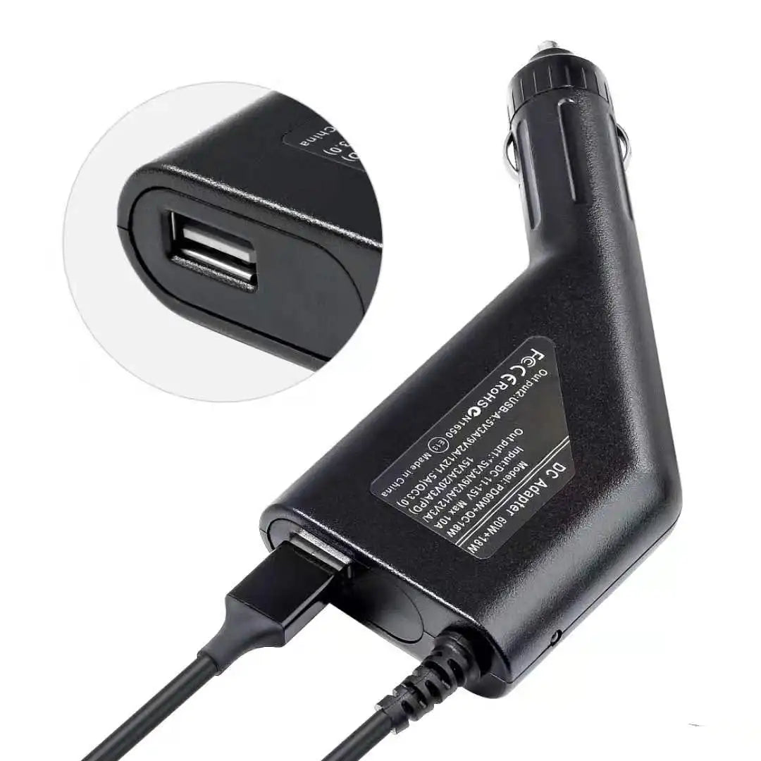 65W USB Type C Universal Laptop Car Charger Dc Power Supply Adapter for MacBook Lenovo Xiaomi 5V 12V Fast Charge Phone Adapter