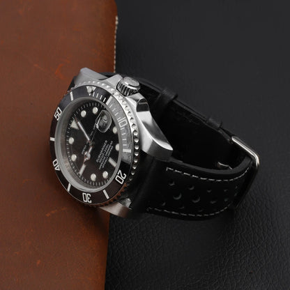 Genuine Leather Watchstrap Brown Porous Breathable Watch Band 18mm 20mm 22mm 24mm Handmade Stitching for Watch Wist Bracelets