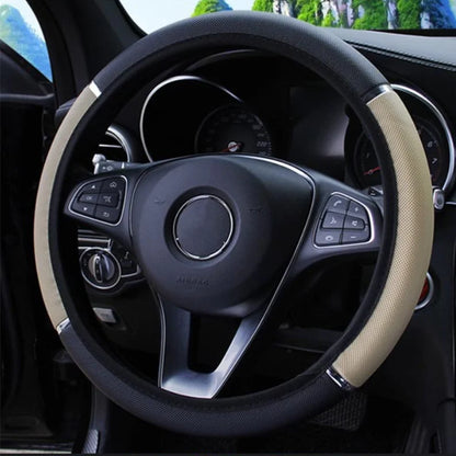 Anti Slip Auto Decoration PU Leather Steering Covers Car-styling Universal Car Steering Wheel Cover 37-38cm Diameter