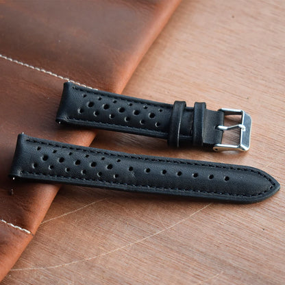 Genuine Leather Watchstrap Brown Porous Breathable Watch Band 18mm 20mm 22mm 24mm Handmade Stitching for Watch Wist Bracelets
