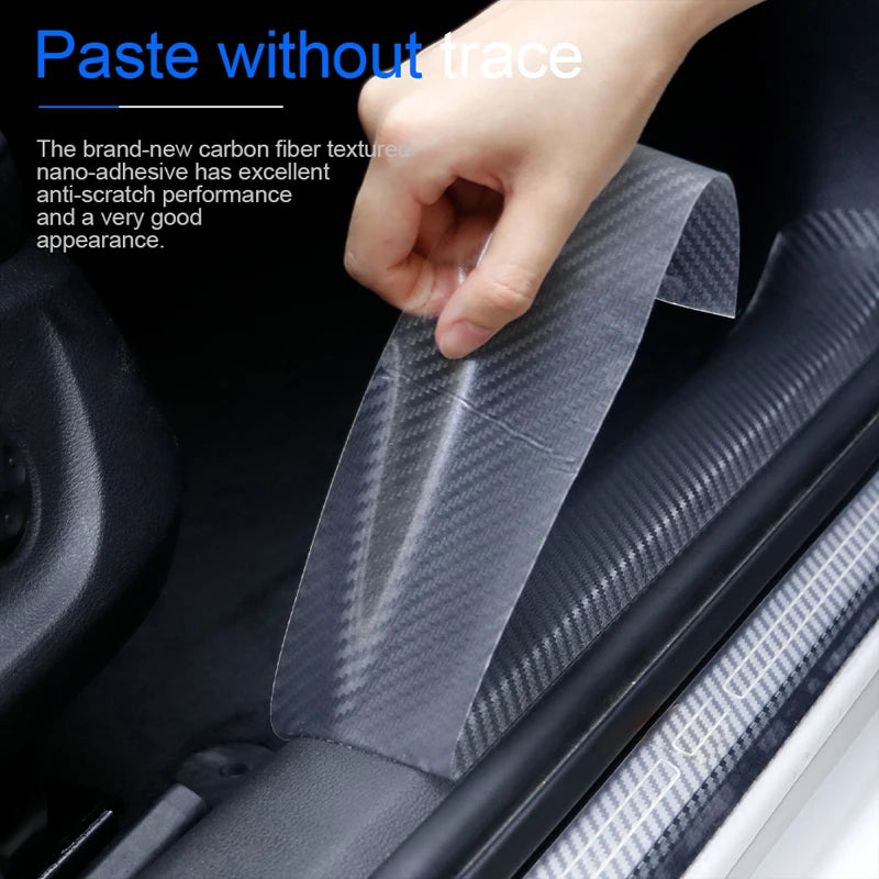 Transparent Carbon Fiber Car Sticker Door Edge Film Anti Scratch Auto Door Sill Protector for Bumper Trunk Household Car Styling