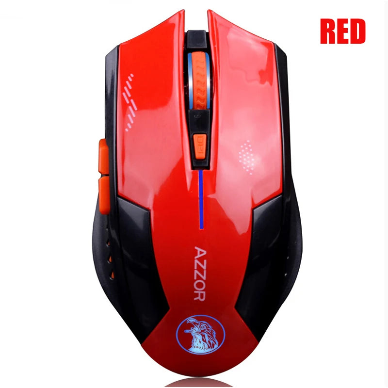 AZZOR Rechargable Silent Wireless Mouse Mute Button Noiseless Optical Gaming 2400dpi Built-in Battery For PC Laptop Computer