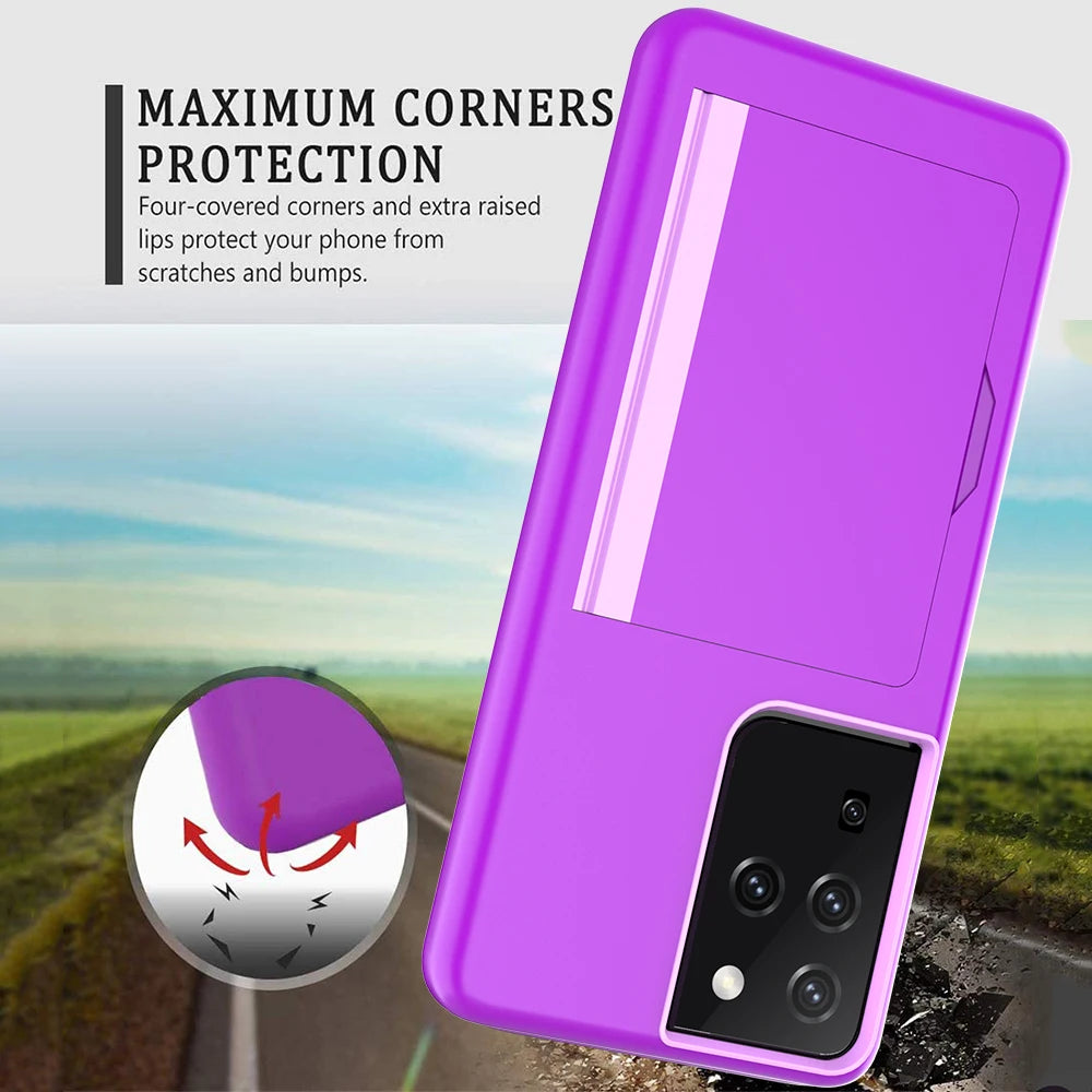 Candy Color Card Slots Cover Business Case For Samsung Galaxy S21 Ultra S20 FE Note 20 S10 Plus 5G Cover For S21+ Note 10 Plus