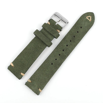 Suede Leather Watch Strap 18mm 19mm 20mm 21mm 22mm 24mm Grey Vintage Band Replacement Wristband Handmade Stitching Watchband