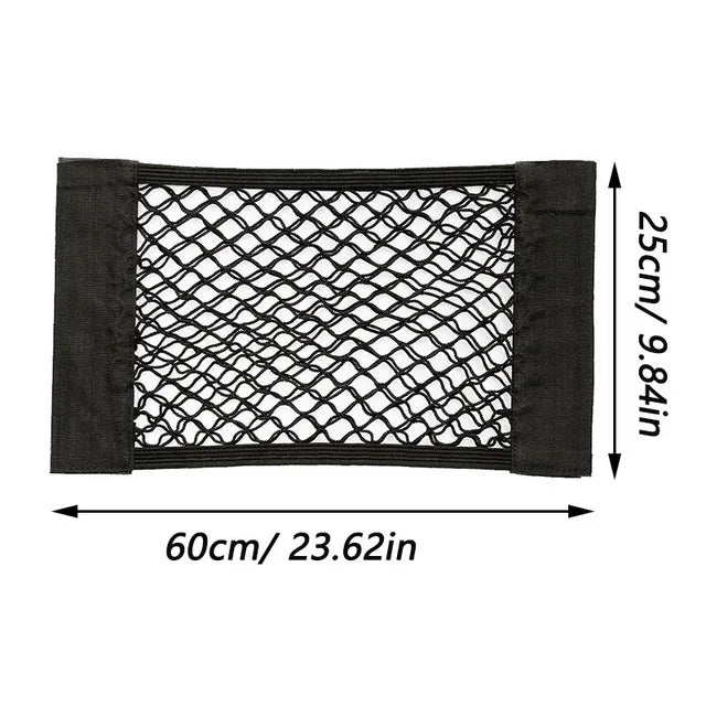 Car Back Rear Trunk Seat Elastic String Net Magic Sticker Mesh Storage Bag Pocket Cage Auto Organizer Seat Back Bag