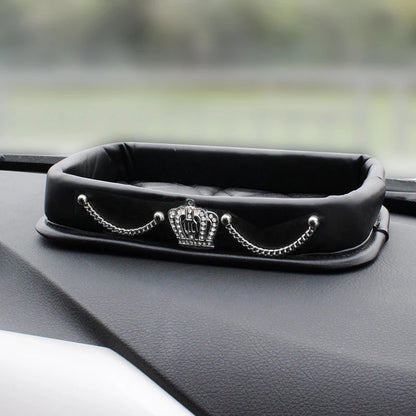 Universal PU Leather Car Steering Wheel Cover Bling Rhinestone Crystal Car Interior Decro with Crystal Crown Accessories Black