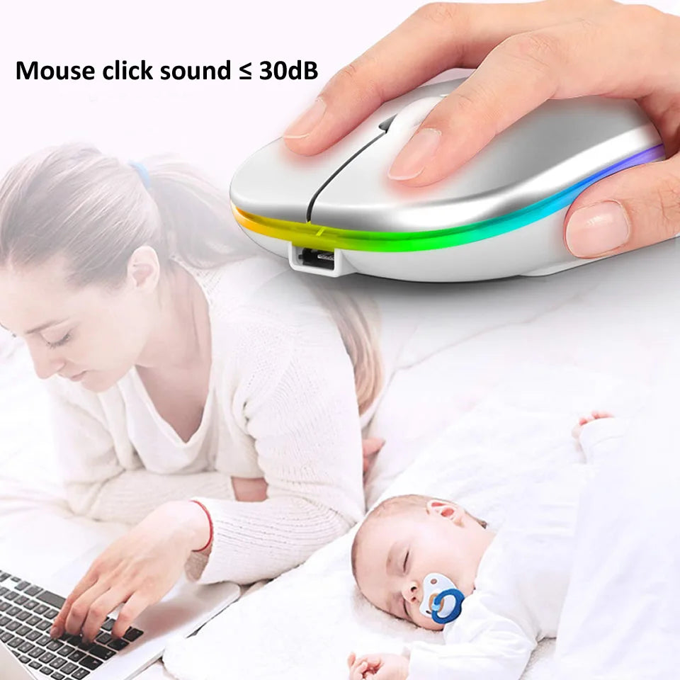 Wireless Mouse Bluetooth-Compatible / 2.4G Two connection modes Rechargeable RGB Mouse Gamer Silent Mice For Computer Laptop