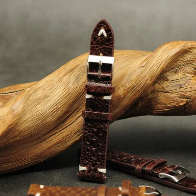 Genuine Leather Watchstrap Brown Porous Breathable Watch Band 18mm 20mm 22mm 24mm Handmade Stitching for Watch Wist Bracelets