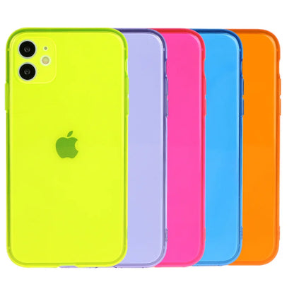 Neon Fluorescent Shockproof Case For iPhone 17 Air 16 15 14 Plus 13 12 Mini 11 Pro Max Candy Color Soft TPU Clear Bumper Cover