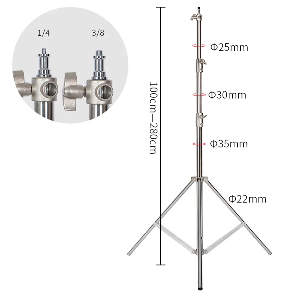2/2.9M Tripod Super Stable Big Tripod Foldable Light Stand Lifting Frame Wheels Photography Softbox Photo Studio Stainless Steel