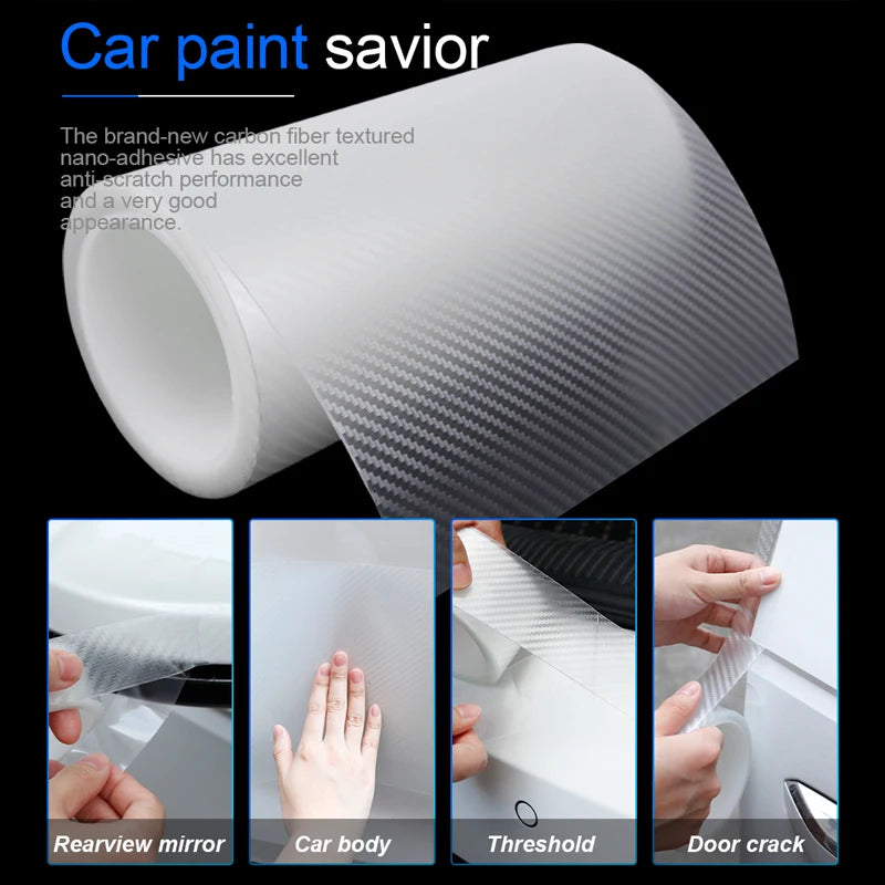 Transparent Carbon Fiber Car Sticker Door Edge Film Anti Scratch Auto Door Sill Protector for Bumper Trunk Household Car Styling
