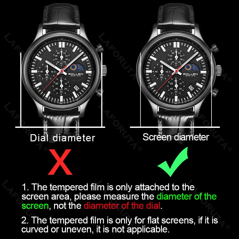 All Size Round Watches Tempered Glass Screen Protector Diameter 32 34 35 36 38 39 40 42 41 mm Protective Film For Smart Watch