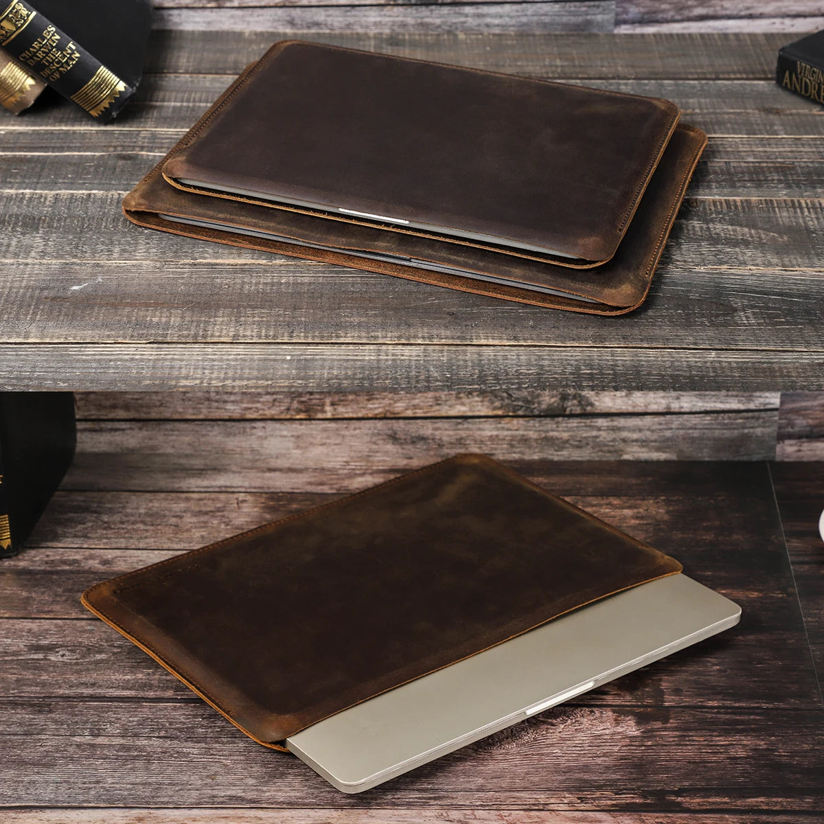 CONTACTS FAMILY Genuine Leather Laptop Sleeve Case For Macbook Pro Air 13 14 16 M4 M3 M2 Cover HP DELL XPS 13 Computer Bag Men