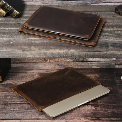 CONTACTS FAMILY Genuine Leather Laptop Sleeve Case For Macbook Pro Air 13 14 16 M4 M3 M2 Cover HP DELL XPS 13 Computer Bag Men