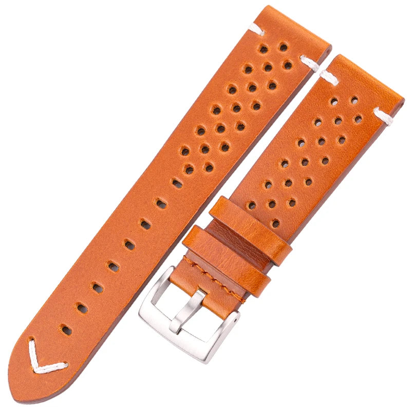 Breathable Watchband Strap Oil Wax Genuine Leather 18mm 20mm 22mm 24mm Women Men Cowhide Wrist Watch Band Black Brown Belt