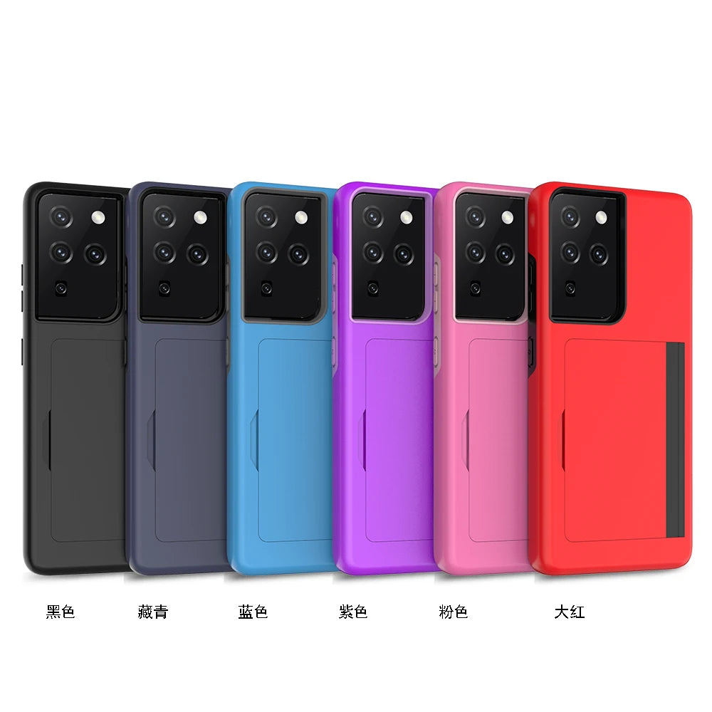 Candy Color Card Slots Cover Business Case For Samsung Galaxy S21 Ultra S20 FE Note 20 S10 Plus 5G Cover For S21+ Note 10 Plus