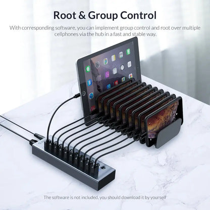 ORICO USB 3.0 HUB 7/10 -Port Aluminum USB Splitter On/Off Switch 12V Power Adapter Support Charging for Computer USB Docking