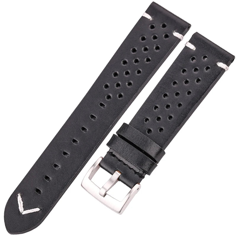 Breathable Watchband Strap Oil Wax Genuine Leather 18mm 20mm 22mm 24mm Women Men Cowhide Wrist Watch Band Black Brown Belt