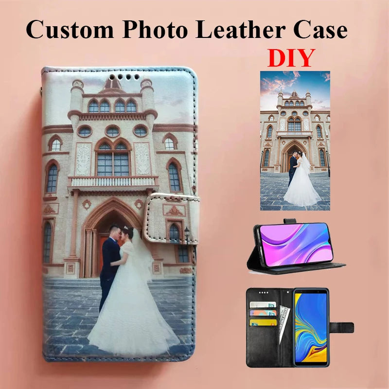 Custom Picture Leather Wallet Case For iPhone 17 16 15 13 12 14 Pro Max SE 8 7 Plus XR XS Max Print Photo Image Book Flip Cover