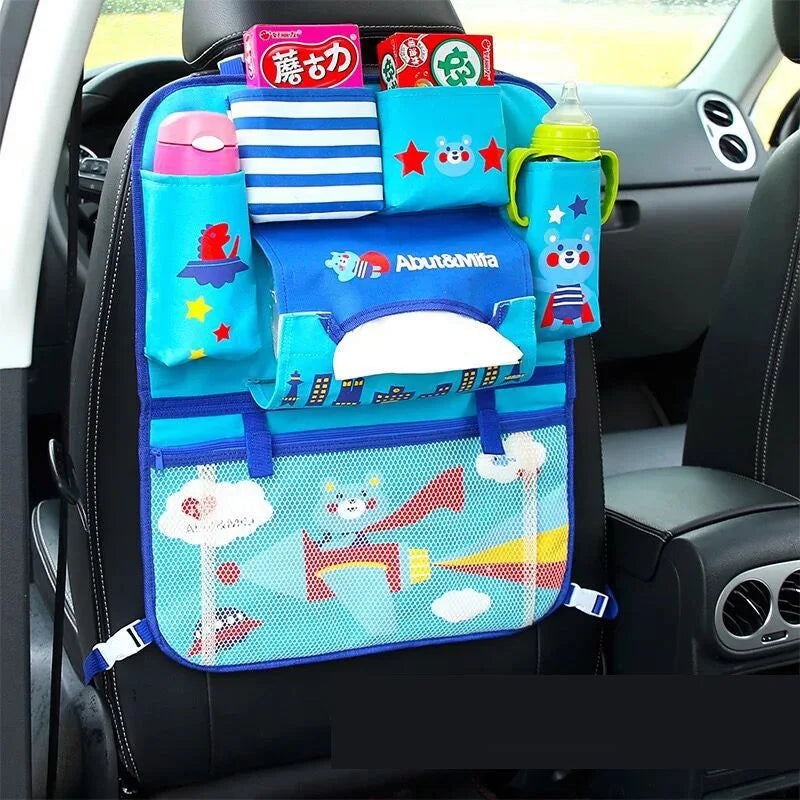 Cute Cartoon Lion Car Organizer Seat Back Storage Bag Hanging Stowing Tidying Baby Kids Travel Universal Auto Multi-pocket Bag