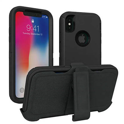 3 in 1 Armor Shock Proof Case for iPhone X XS MAX XR Defender Clip Case for iPhone 16 15 14 13 12 11 Pro Max Mini 6 6s 7 8 plus