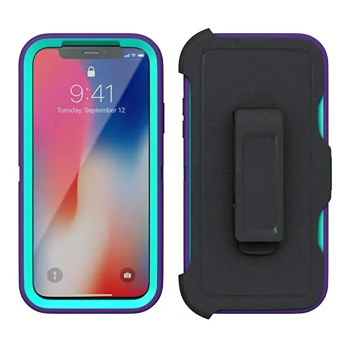 3 in 1 Armor Shock Proof Case for iPhone X XS MAX XR Defender Clip Case for iPhone 16 15 14 13 12 11 Pro Max Mini 6 6s 7 8 plus