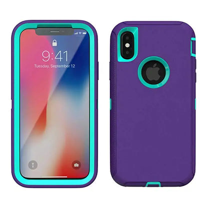 3 in 1 Armor Shock Proof Case for iPhone X XS MAX XR Defender Clip Case for iPhone 16 15 14 13 12 11 Pro Max Mini 6 6s 7 8 plus