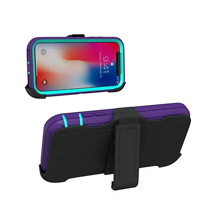 3 in 1 Armor Shock Proof Case for iPhone X XS MAX XR Defender Clip Case for iPhone 16 15 14 13 12 11 Pro Max Mini 6 6s 7 8 plus