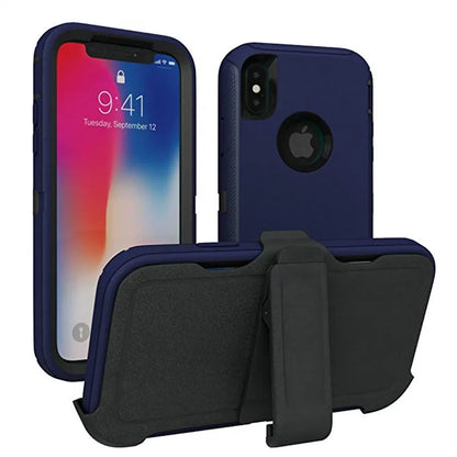 3 in 1 Armor Shock Proof Case for iPhone X XS MAX XR Defender Clip Case for iPhone 16 15 14 13 12 11 Pro Max Mini 6 6s 7 8 plus