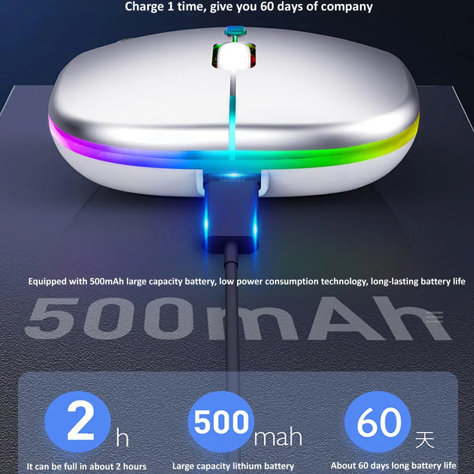 Wireless Mouse Bluetooth-Compatible / 2.4G Two connection modes Rechargeable RGB Mouse Gamer Silent Mice For Computer Laptop
