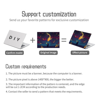 DIY Laptop Skins Stickers Notebook Vinyl Cover Sticker for Acer/Lenovo/HP/Macbook/Msi 11.6"12"13.3"14"15.6"17" Decorate Decal