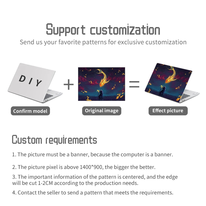 DIY Laptop Skins Stickers Notebook Vinyl Cover Sticker for Acer/Lenovo/HP/Macbook/Msi 11.6"12"13.3"14"15.6"17" Decorate Decal