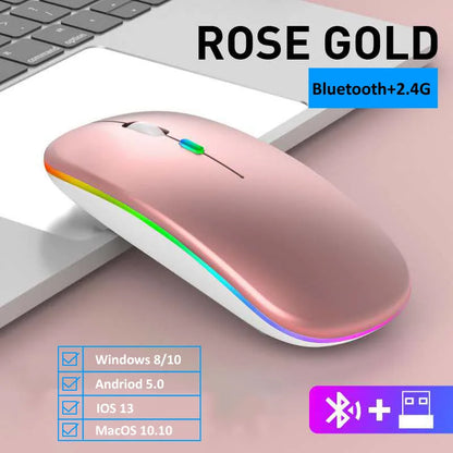 Wireless Mouse Bluetooth-Compatible / 2.4G Two connection modes Rechargeable RGB Mouse Gamer Silent Mice For Computer Laptop