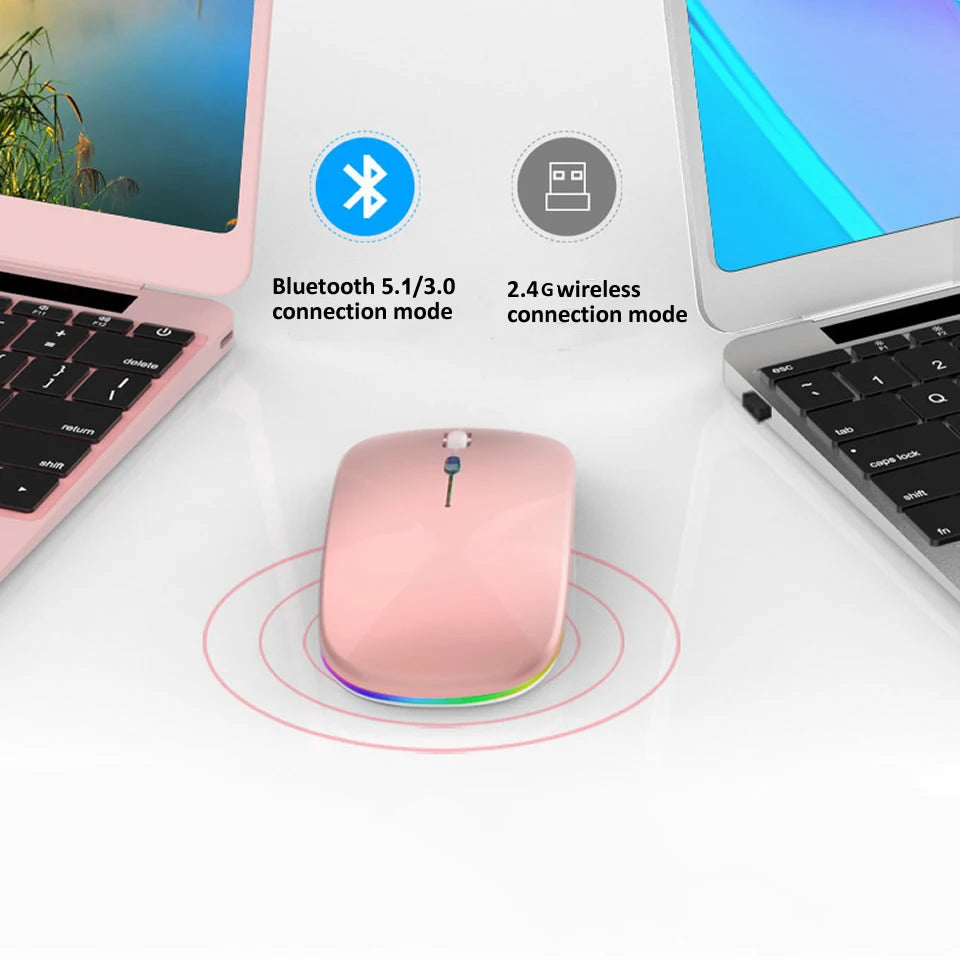 Wireless Mouse Bluetooth-Compatible / 2.4G Two connection modes Rechargeable RGB Mouse Gamer Silent Mice For Computer Laptop