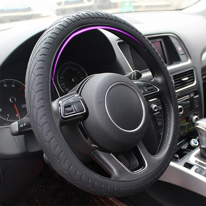Car Silicone Steering Wheel Case Cover Shell Skidproof Car Accessories For Audi Nissan Peugeot Honda KIA Hyundai LADA BMW Etc.
