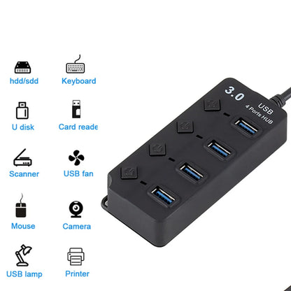 USB 3.0 Hub USB Hub 3.0 Multi USB Splitter 3 Hab Use Power Adapter 4 Port Multiple Expander 3.0 2.0 USB Hub with Switch for PC