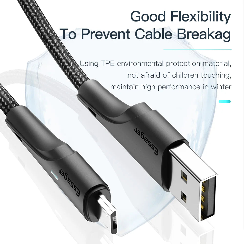 Essager 3A USB Type C Cable Fast Charging Micro USB Cable For Xiaomi Realme Redmi Oneplus Huawei Iphone Wire for Mobile Phones