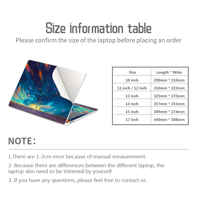 DIY Laptop Skins Stickers Notebook Vinyl Cover Sticker for Acer/Lenovo/HP/Macbook/Msi 11.6"12"13.3"14"15.6"17" Decorate Decal