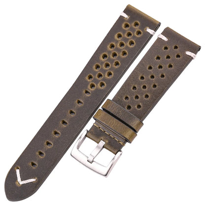 Breathable Watchband Strap Oil Wax Genuine Leather 18mm 20mm 22mm 24mm Women Men Cowhide Wrist Watch Band Black Brown Belt