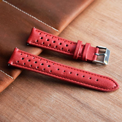 Genuine Leather Watchstrap Brown Porous Breathable Watch Band 18mm 20mm 22mm 24mm Handmade Stitching for Watch Wist Bracelets