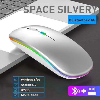 Wireless Mouse Bluetooth-Compatible / 2.4G Two connection modes Rechargeable RGB Mouse Gamer Silent Mice For Computer Laptop