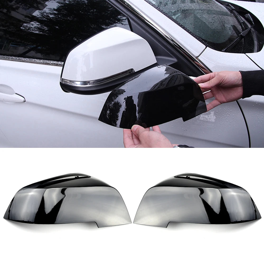 2 Pieces Rearview Mirror Cover Cap Carbon Black for BMW Series 1 2 3 4 X M 220i 328i 420i F20 F21 F22 F23 F30 F32 F33 F36 X1