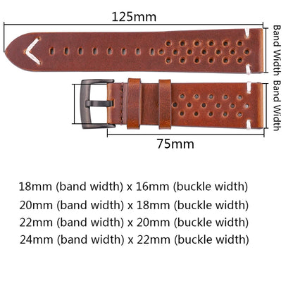 Breathable Watchband Strap Oil Wax Genuine Leather 18mm 20mm 22mm 24mm Women Men Cowhide Wrist Watch Band Black Brown Belt