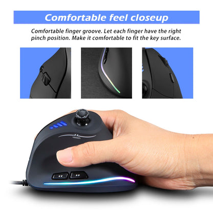 ZELOTES C-18 Vertical Gaming Mouse 10000 DPI Programmable 11 Buttons USB Wired RGB Optical Remote Mouse Gamer Mice For Laptop PC